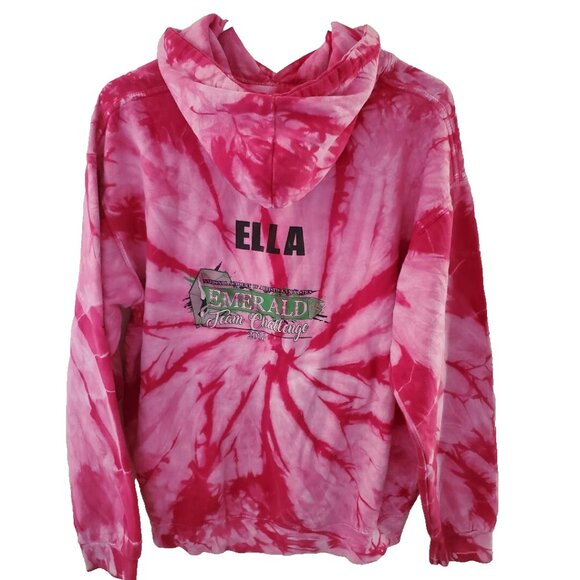 Womens Pink Tie Dye Hoodie Sweatshirt M Love Gymnastics Boho Hippie Athleisure - Picture 3 of 13